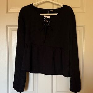 Black Lace-Up Women's Top